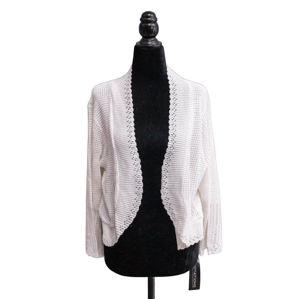 NWT Notations Knit White Cardigan, Size X-Large